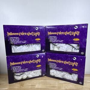 NIB Halloween Fabric Ghost 10 Lights Indoor Outdoor 4 Sets Indoor/Outdoor